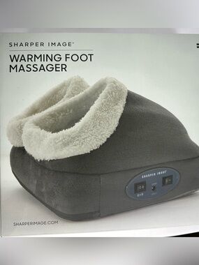 NIB Sharper Image Gray Foot Warmer with Cream Sherpa Lining